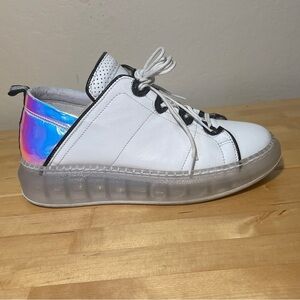 CafèNoir Italian Leather Sneakers Vera Pelle White Black Casual Shoes